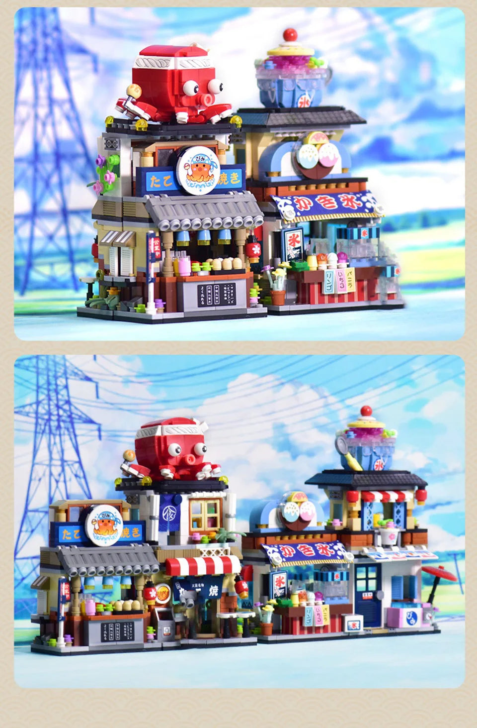 Bloques de Construcción LOZ-1219 Snack Street, Modelo DIY de Tienda de Té con Leche y Takoyaki, Decoración de Escritorio, Regalo Coleccionable para Adultos, Cumpleaños, Festividades