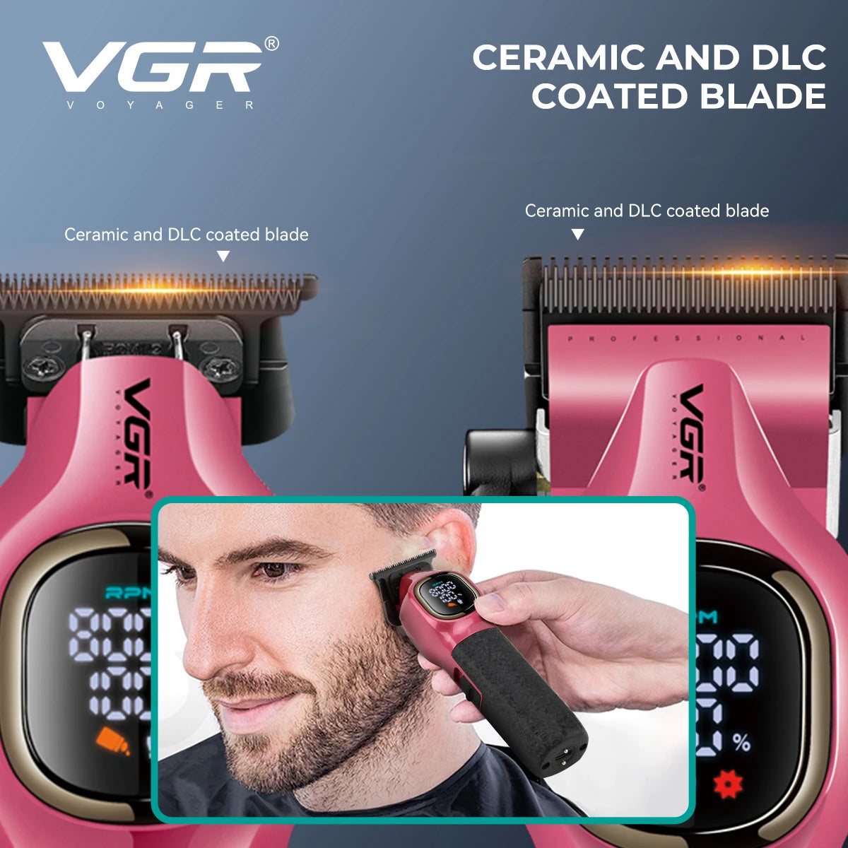 Cortadora de Pelo de Alta Gama, Motor 9000 RPM, Cuerpo de Metal, Recortadora de Barba V-886