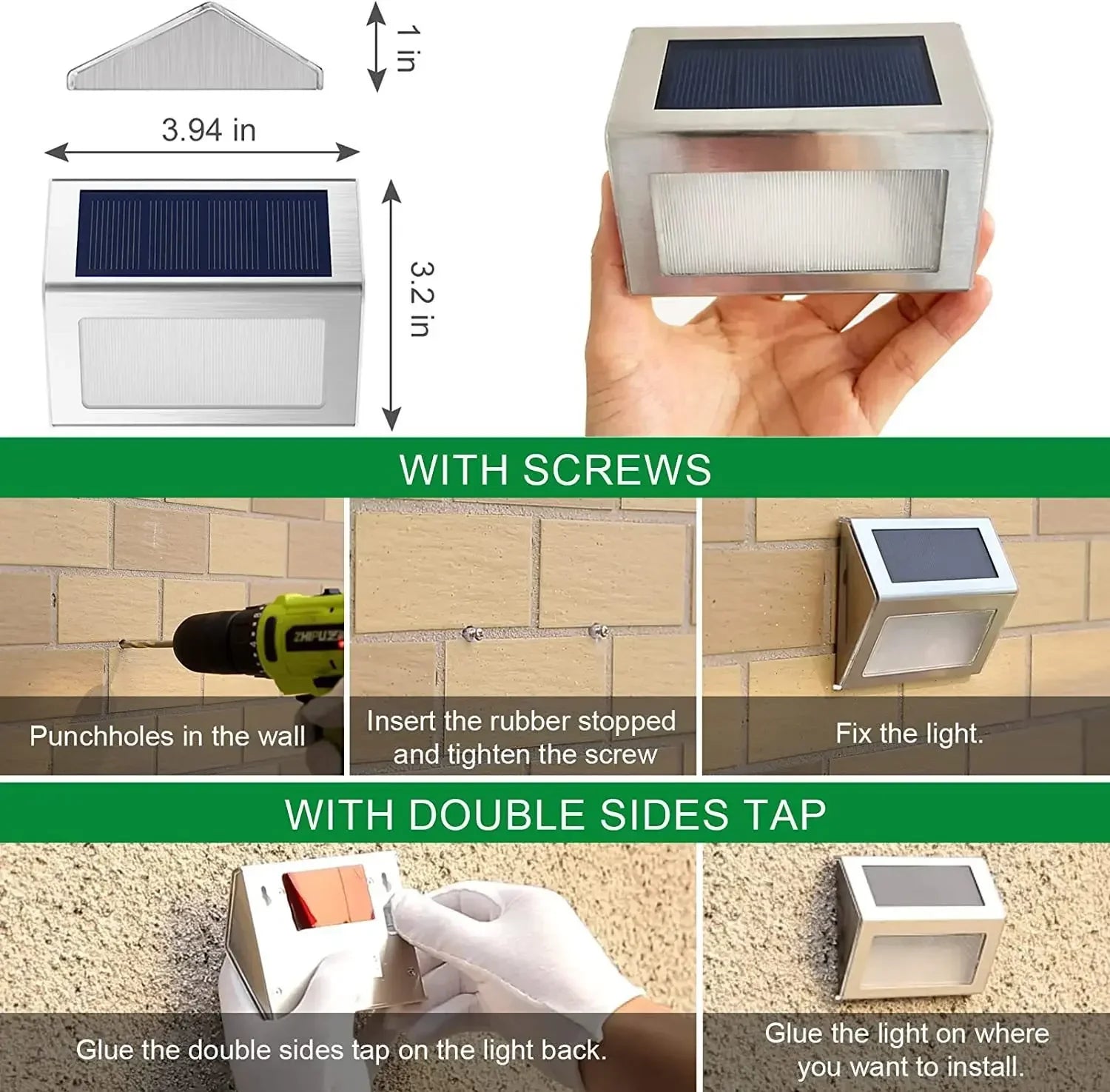 Luz de Paso Solar LED de Acero Inoxidable para Jardín
