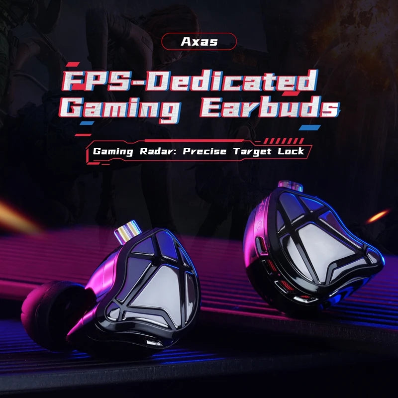 Audífonos Intrauditivos para Juegos KZ Axas FPS-Tuned con Posicionamiento de Sonido a Nivel de Radar y Diseño Ergonómico de Gancho para la Oreja (Pre-orden)