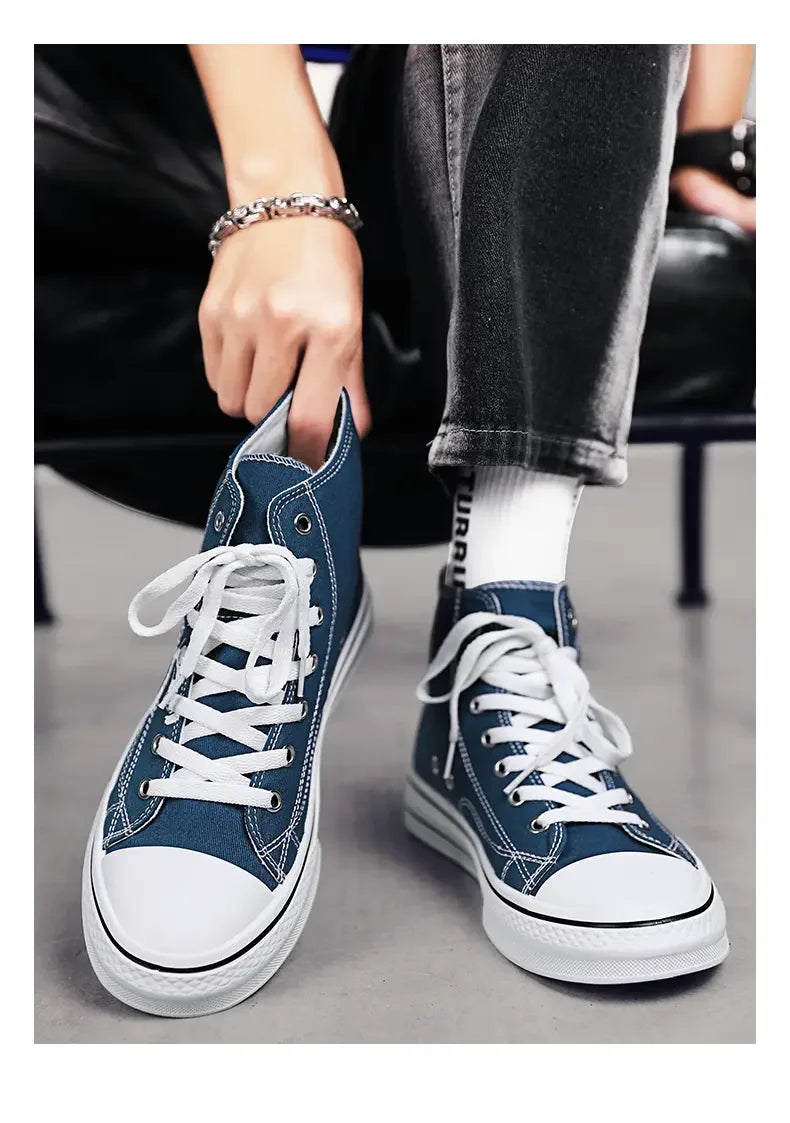 Zapatos de hombre, zapatos de lona vulcanizados, zapatillas altas, zapatos de plataforma informales transpirables, zapatillas deportivas para hombre, Tenis masculinos, zapatillas gruesas