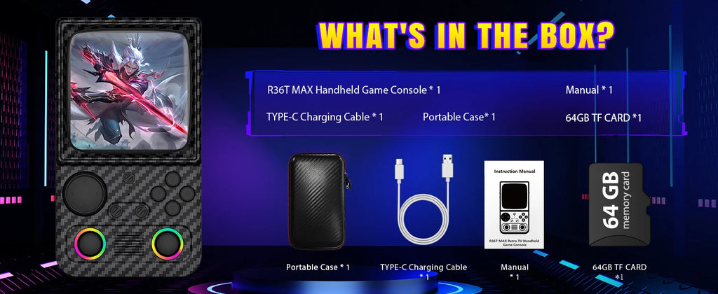 Consola de Juegos Retro Actualizada R36TMAX con Batería de 4000 mAh, Pantalla IPS de 4.0'', Consola de Juegos Retro con Estuche Portátil, Su