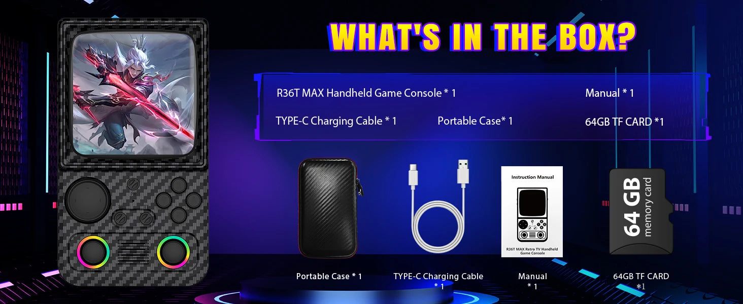 Consola de Juegos Retro Actualizada R36TMAX con Batería de 4000 mAh, Pantalla IPS de 4.0'', Consola de Juegos Retro con Estuche Portátil, Su