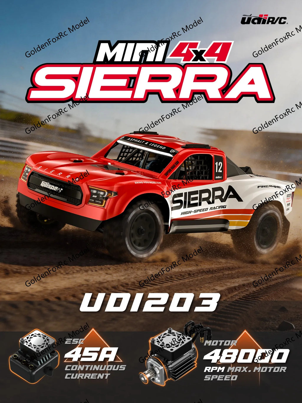 Camioneta RC 1/12 4WD sin Escobillas, Ultra Rápida, Todoterreno para Desierto