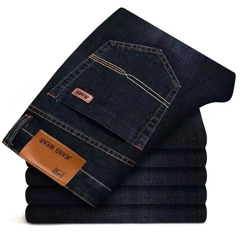 Pantalones Vaqueros Rectos para Hombre, Ajustados Elásticos, Negocios