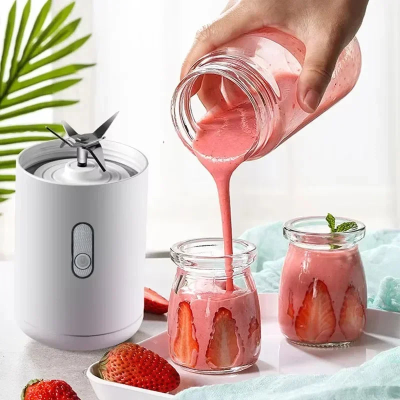 Mini Licuadora Portátil 450ml USB con 6 Cuchillas de Acero