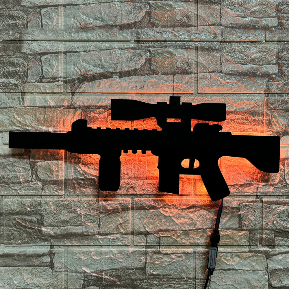 Lámpara de Pared LED 3D Pistola Luz Nocturna USB