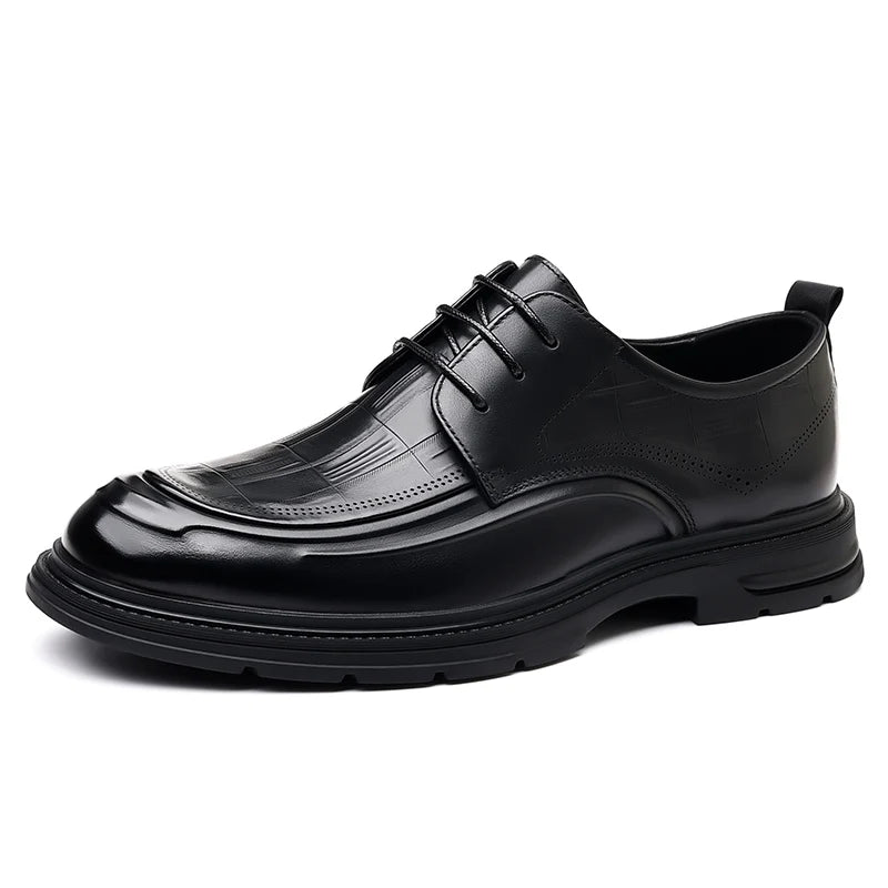 Mocasines de cuero para hombre con suela gruesa, cómodos para uso formal