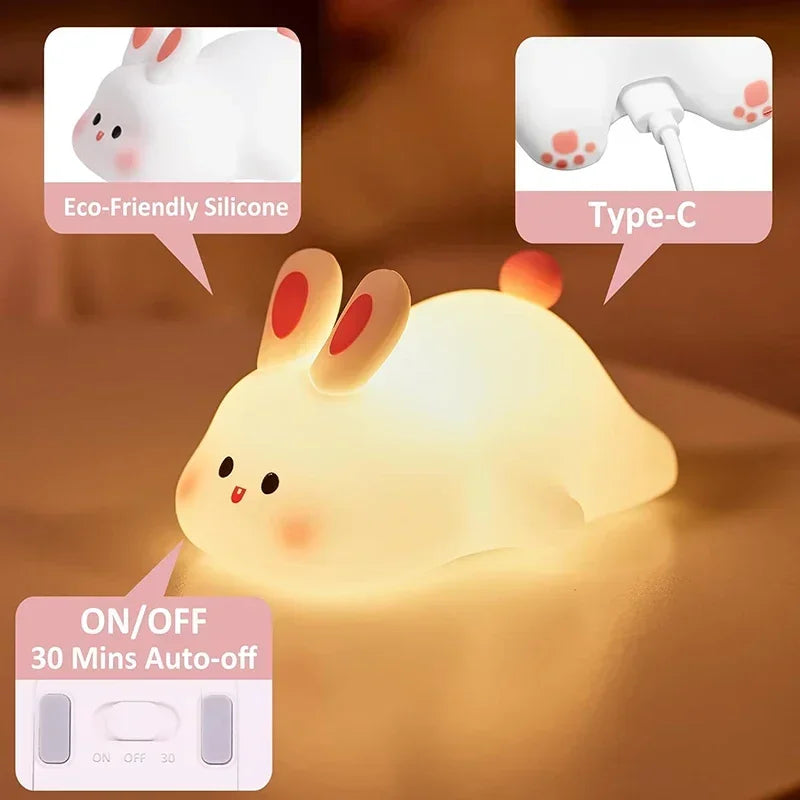 Luz nocturna de silicona suave: lámpara de noche regulable de 3 niveles con control táctil recargable por USB para guardería, niños, bebés y decoración de regalo