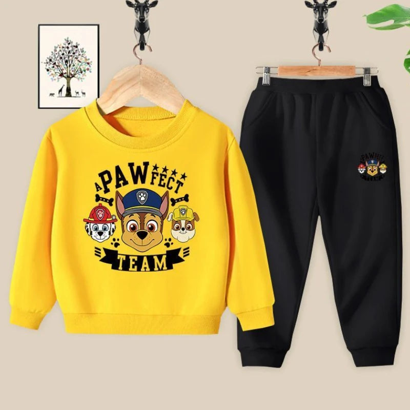 PAW Patrol-Conjuntos de ropa para niños, jersey con cuello redondo y pantalón largo, traje de dos piezas, sudaderas finas, primavera y otoño