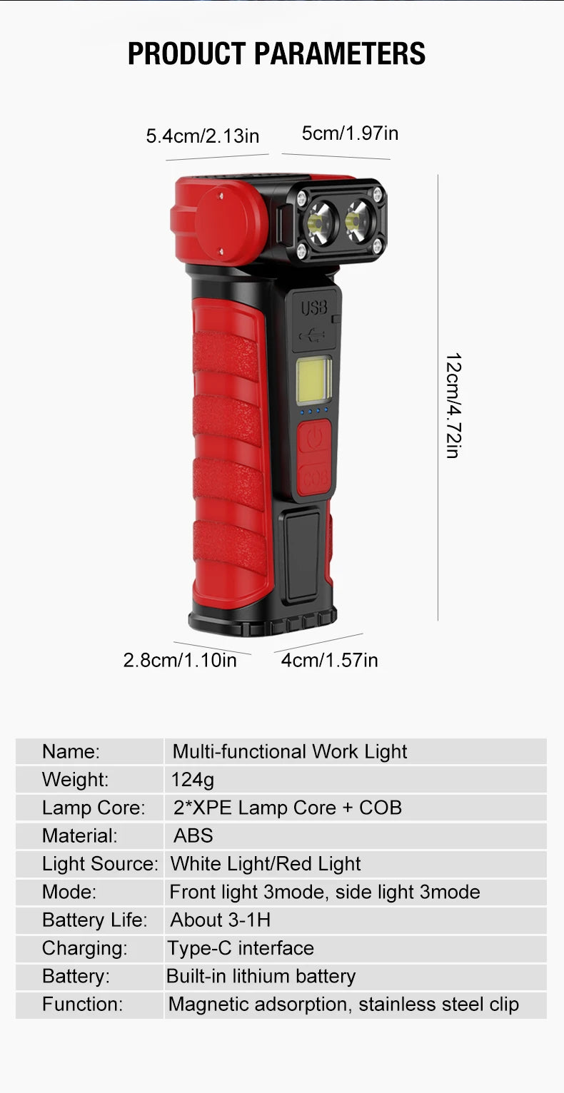 Linterna de Bolsillo LED Magnética Mini Llavero Alta Potencia