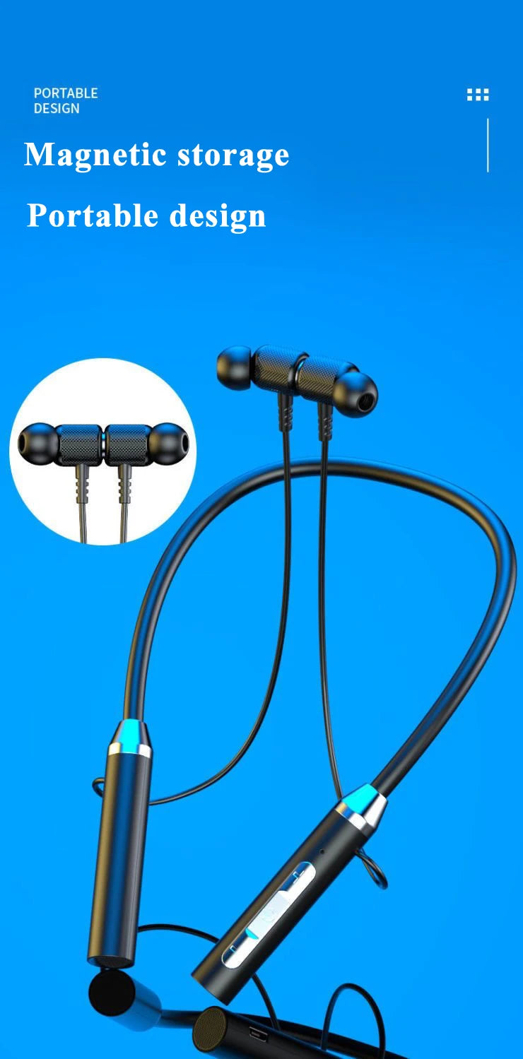 Auriculares inalámbricos con Bluetooth, cascos con banda para el cuello, auriculares deportivos estéreo para videojuegos, auriculares magnéticos impermeables con pantalla LED
