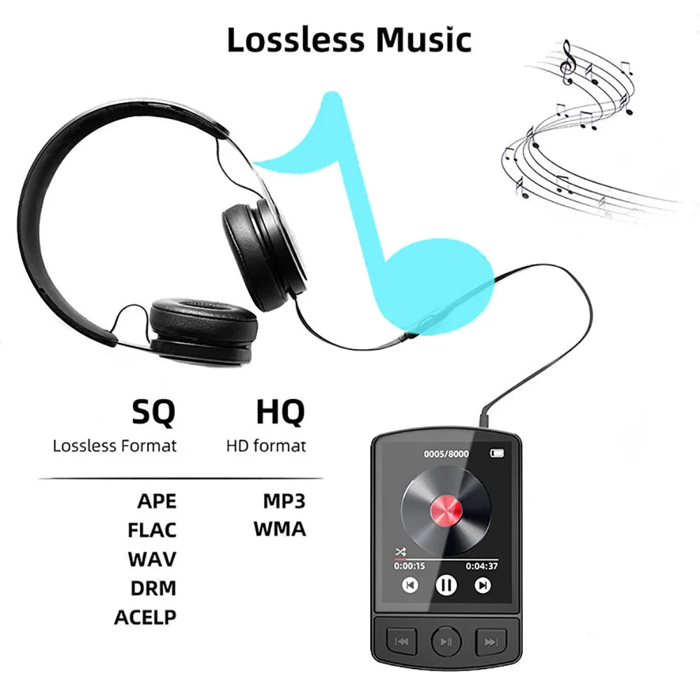 Walkman Deportivo MP3 Bluetooth 5.0 con Radio FM y Pantalla 1.8"