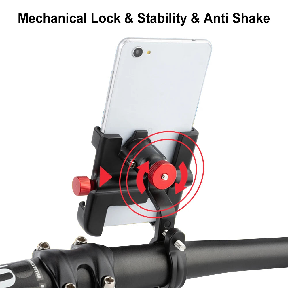 Soporte de Teléfono para Bicicleta y Moto, Aluminio, Ajustable