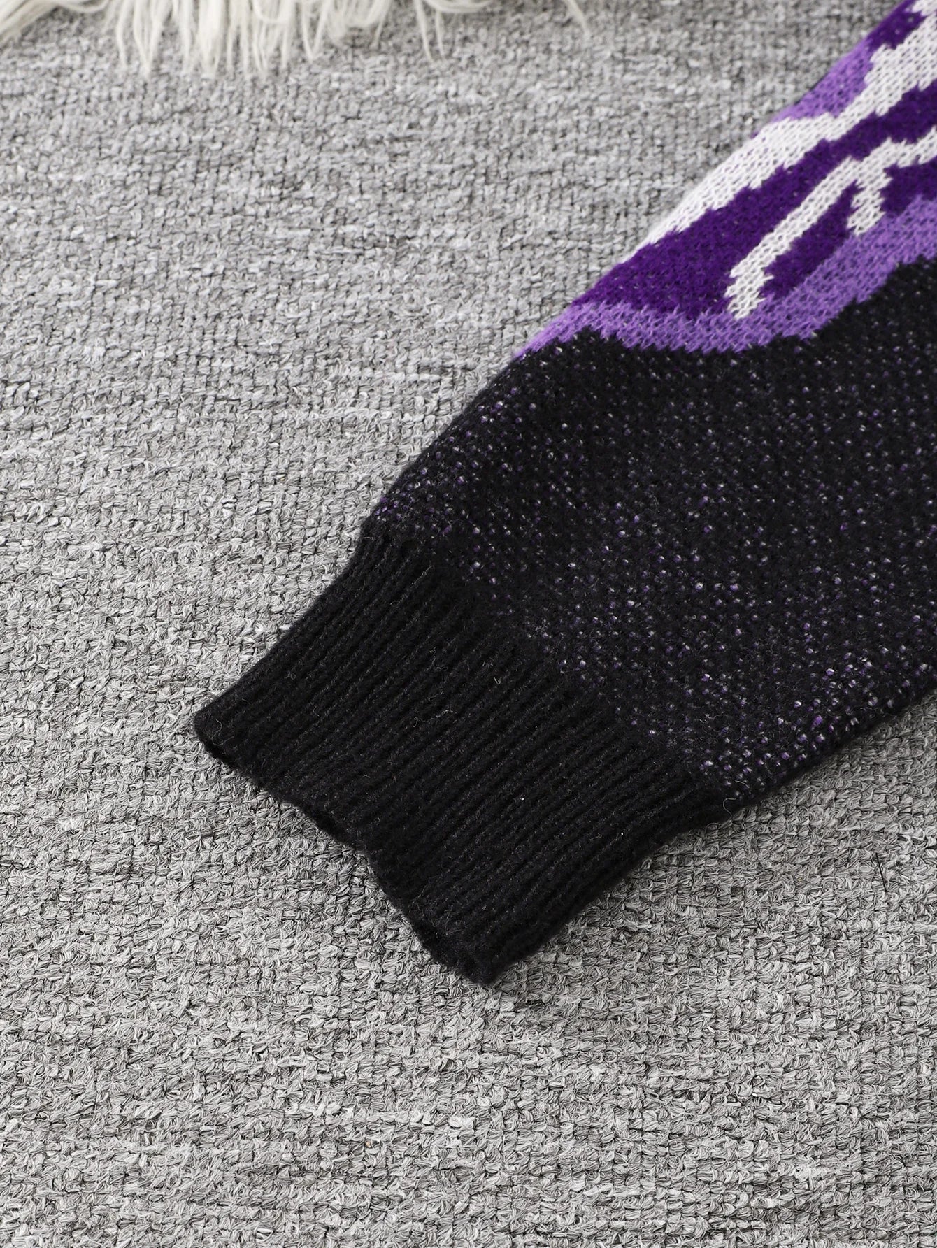 Suéter de Punto con Bloques de Color y Diseño Esqueleto para Hombre