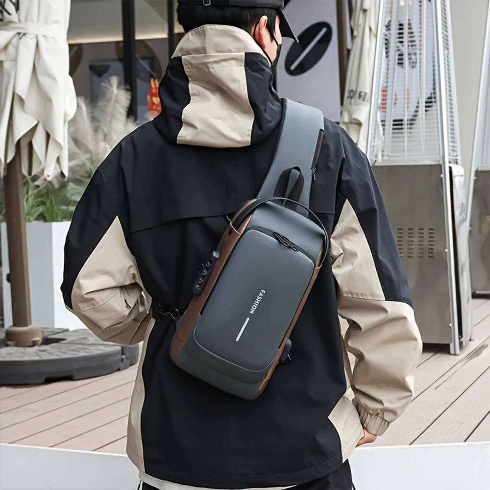 Bolso antirrobo con bloqueo de contraseña para hombre, bolso de pecho, mochila pequeña deportiva informal, bolso de hombro individual para motocicleta, bolso de hombro moderno