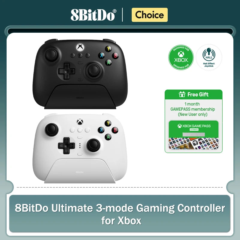 Controlador de juegos 8BitDo Ultimate de 3 modos para Xbox Series X | S, Xbox One Windows y Android Pulsadores de efecto Hall
