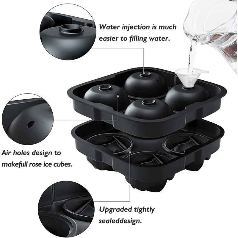 LMETJMA Bandeja para cubitos de hielo Bandejas para cubitos de hielo de rosas de fácil liberación con embudo Máquina para hacer bolas de hielo de rosas de silicona para cócteles Whisky JT51