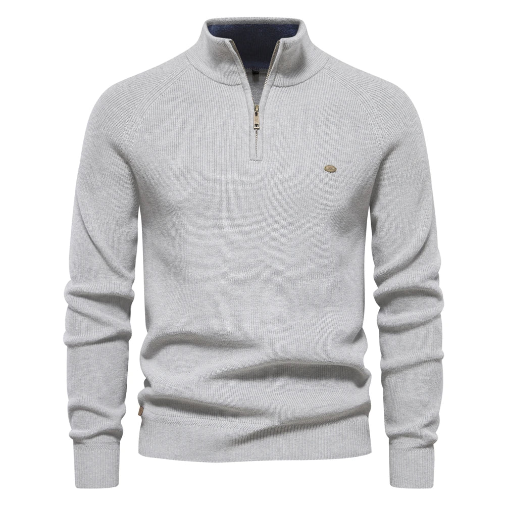 Cárdigans de algodón con cremallera para hombre, suéteres sociales informales a la moda, suéter de punto cálido de cuello alto para invierno, novedad de 2023