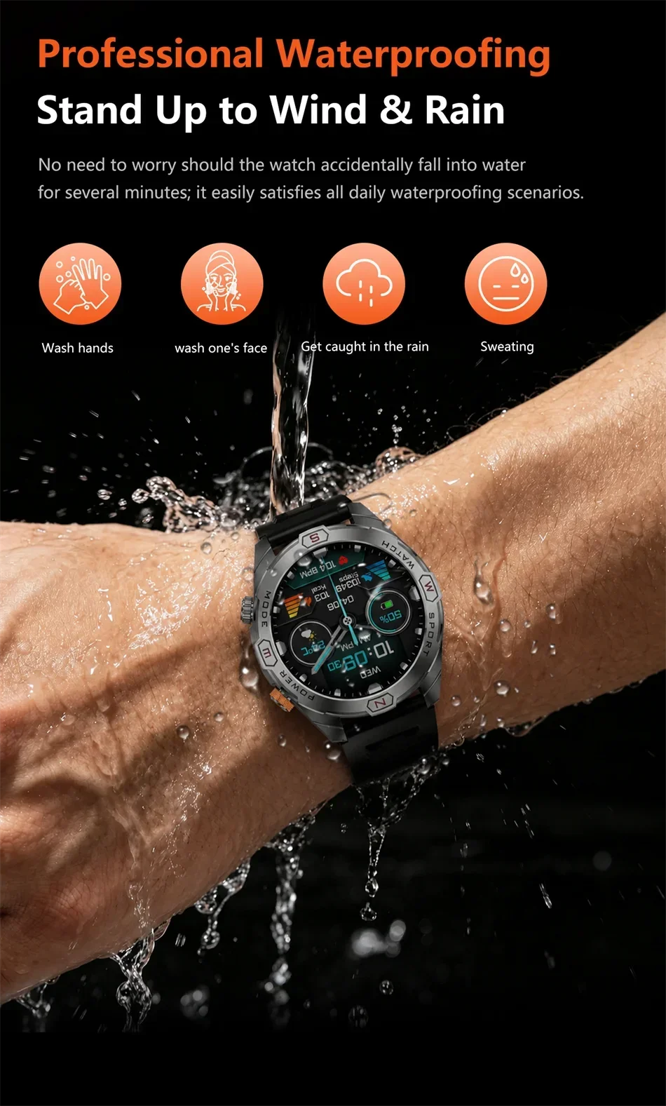 Reloj Inteligente Militar 1200mAh Brújula