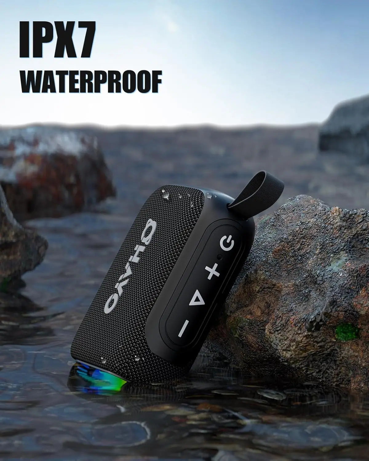 Ohayo S5 Altavoz portátil inalámbrico Bluetooth 5.3, sonido de graves profundos ruidosos de 10 W, altavoz para bicicleta resistente al agua IP67 con micrófono de tiempo de reproducción de 12 horas
