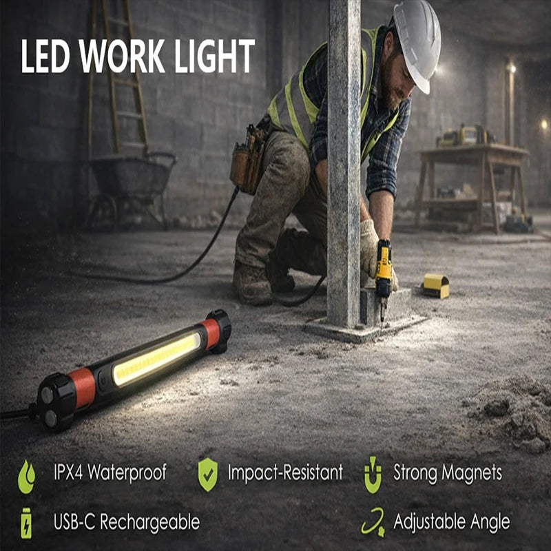 Luz de Trabajo LED Recargable Magnética para Garaje