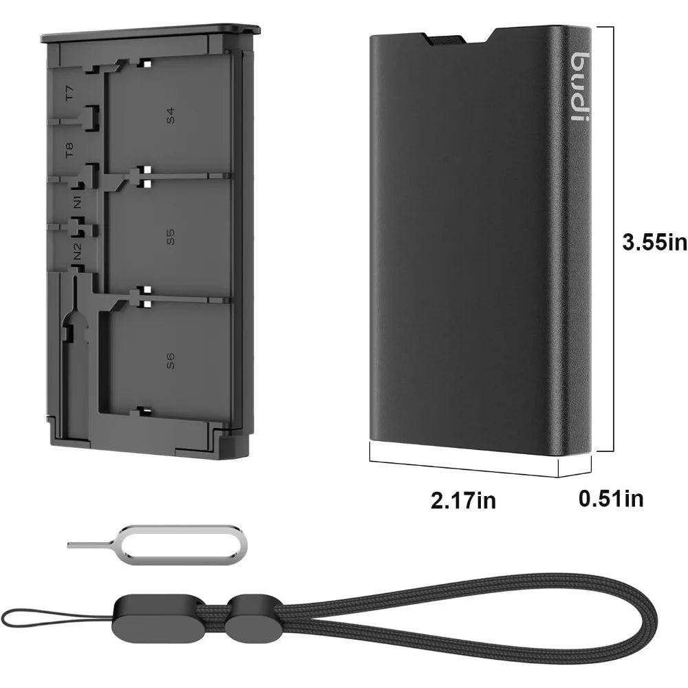Estuche BUDI para 6 Tarjetas Micro SD Resistente a Golpes