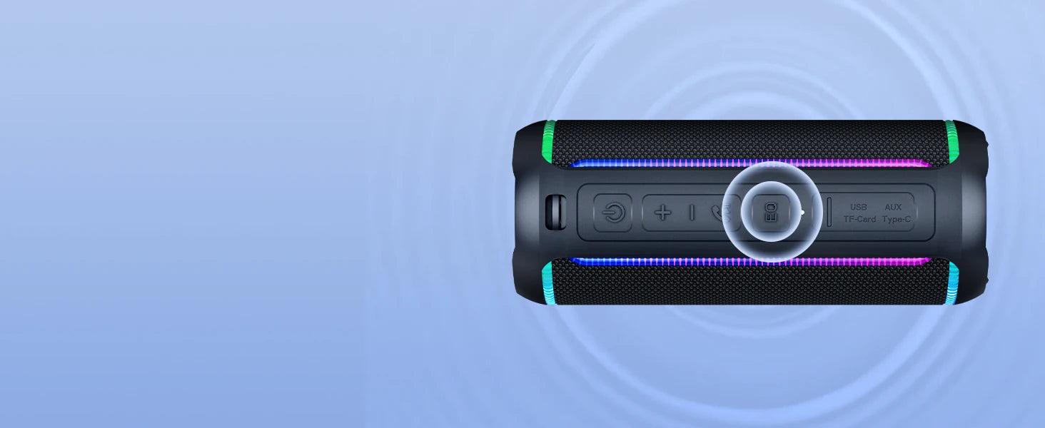 Ortizan Altavoz Bluetooth portátil inalámbrico X30 con sonido estéreo de 40 W, graves ricos, resistente al agua IPX7, luces LED, EQ preestablecido, reproducción USB
