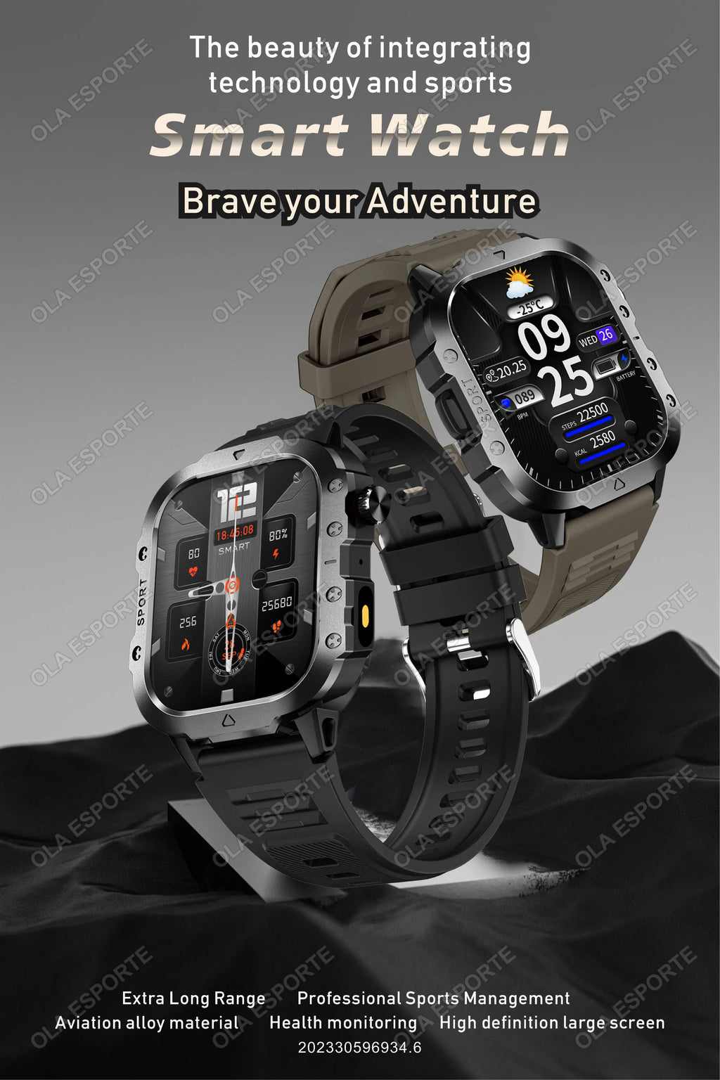 Nuevo Reloj Inteligente Militar para Hombre IP67 3ATM, Monitor de Actividad Física para Deportes al Aire Libre, Monitor de Presión Arterial, Llamadas BT, GPS, Smartwatch Hw12