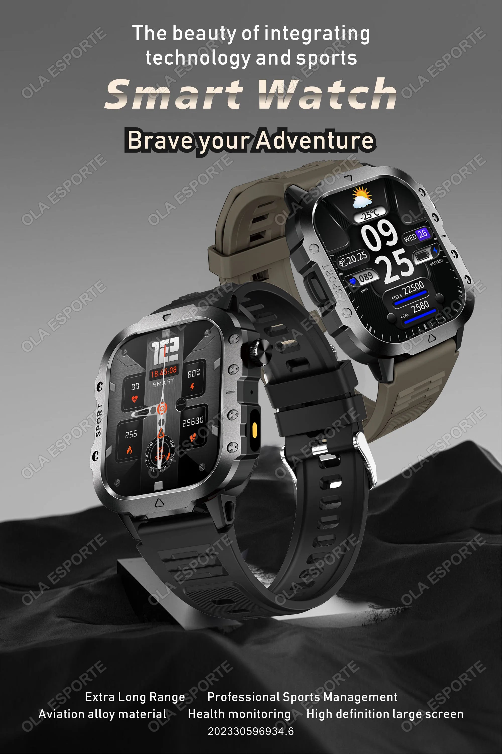 Nuevo Reloj Inteligente Militar para Hombre IP67 3ATM, Monitor de Actividad Física para Deportes al Aire Libre, Monitor de Presión Arterial, Llamadas BT, GPS, Smartwatch Hw12