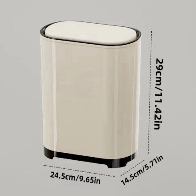 1 unidad/Contenedor de basura de lujo con tapa a presión para uso doméstico en sala de estar, dormitorio, cocina, baño, gran capacidad con tapa