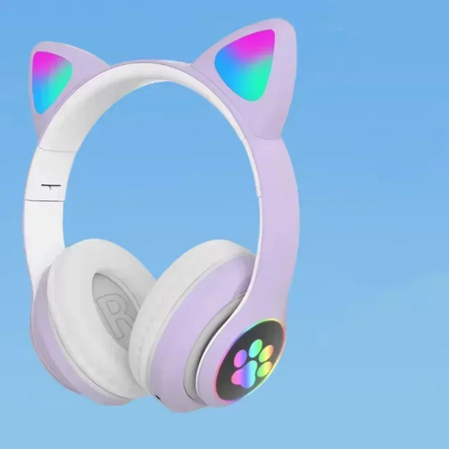 Auriculares Inalámbricos Gamer con Orejas de Gato RGB y Micrófono