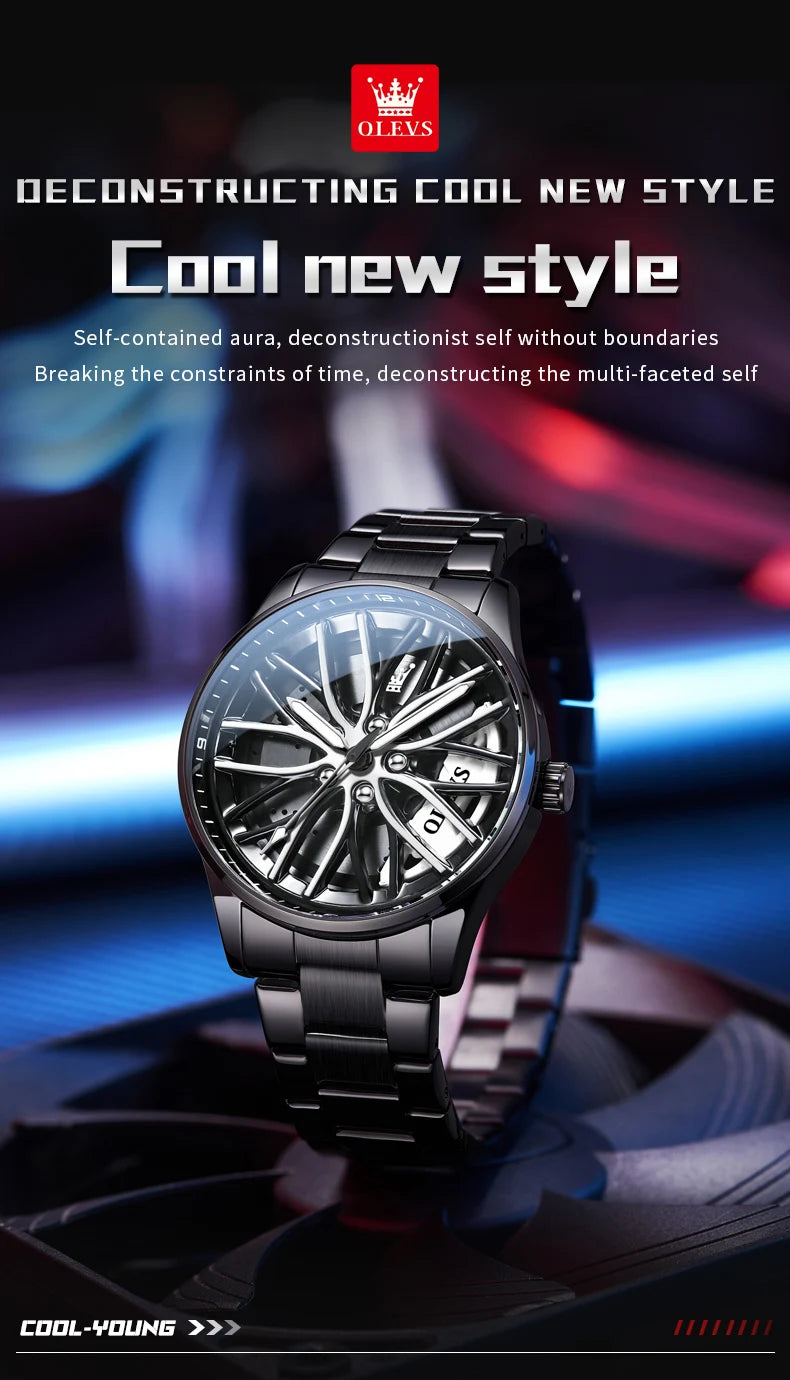 Reloj de Cuarzo OLEVS 9937 para Hombre con Esfera Giratoria de Acero
