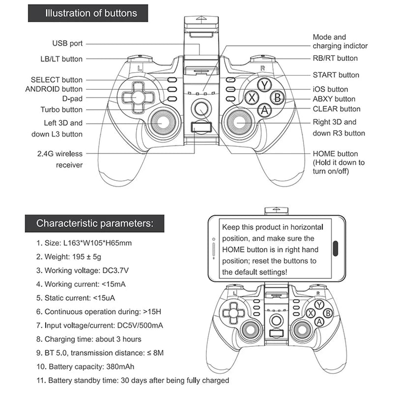 Mando con Bluetooth para jugar a Pubg, para iPhone, Android, PC, PS4, PS3, Playstation 4, 3, Nintendo Switch