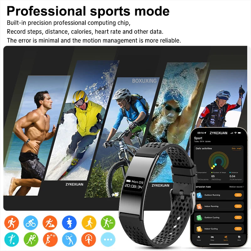 Pulsera Inteligente Deportiva Resistente al Agua IPX8 con Monitor de Salud