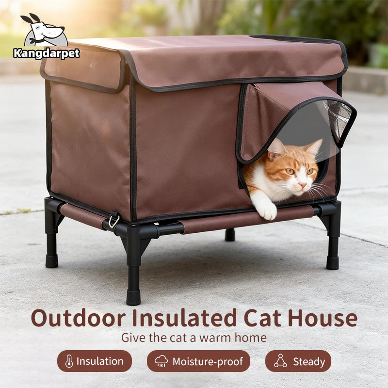 Casa para Gatos de Exterior Impermeable, Plegable y Cálida