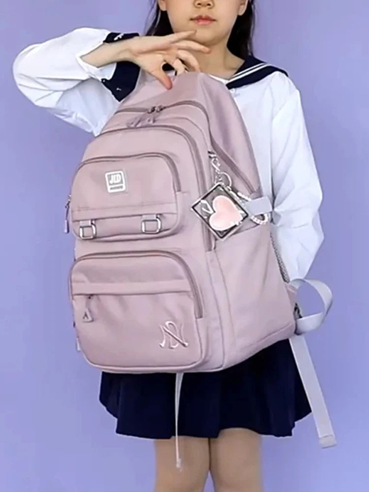 Mochila Escolar Rosa para Niñas y Adolescentes