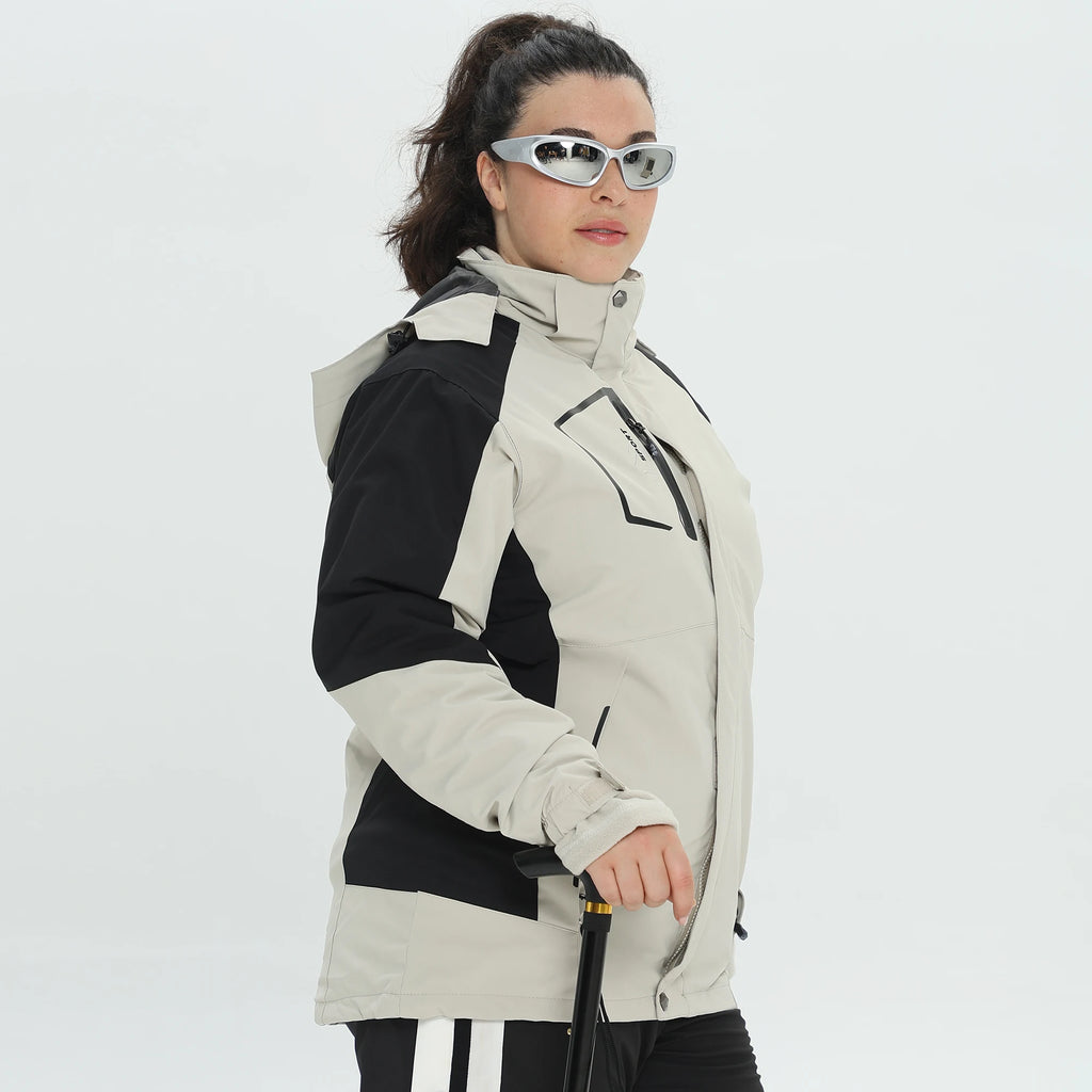 Conjunto de Sudadera con capucha de esquí 3 en 1 para mujer, chaqueta impermeable a prueba de viento, ropa de Snowboard, ropa de esquí, parkas de forro polar de talla grande