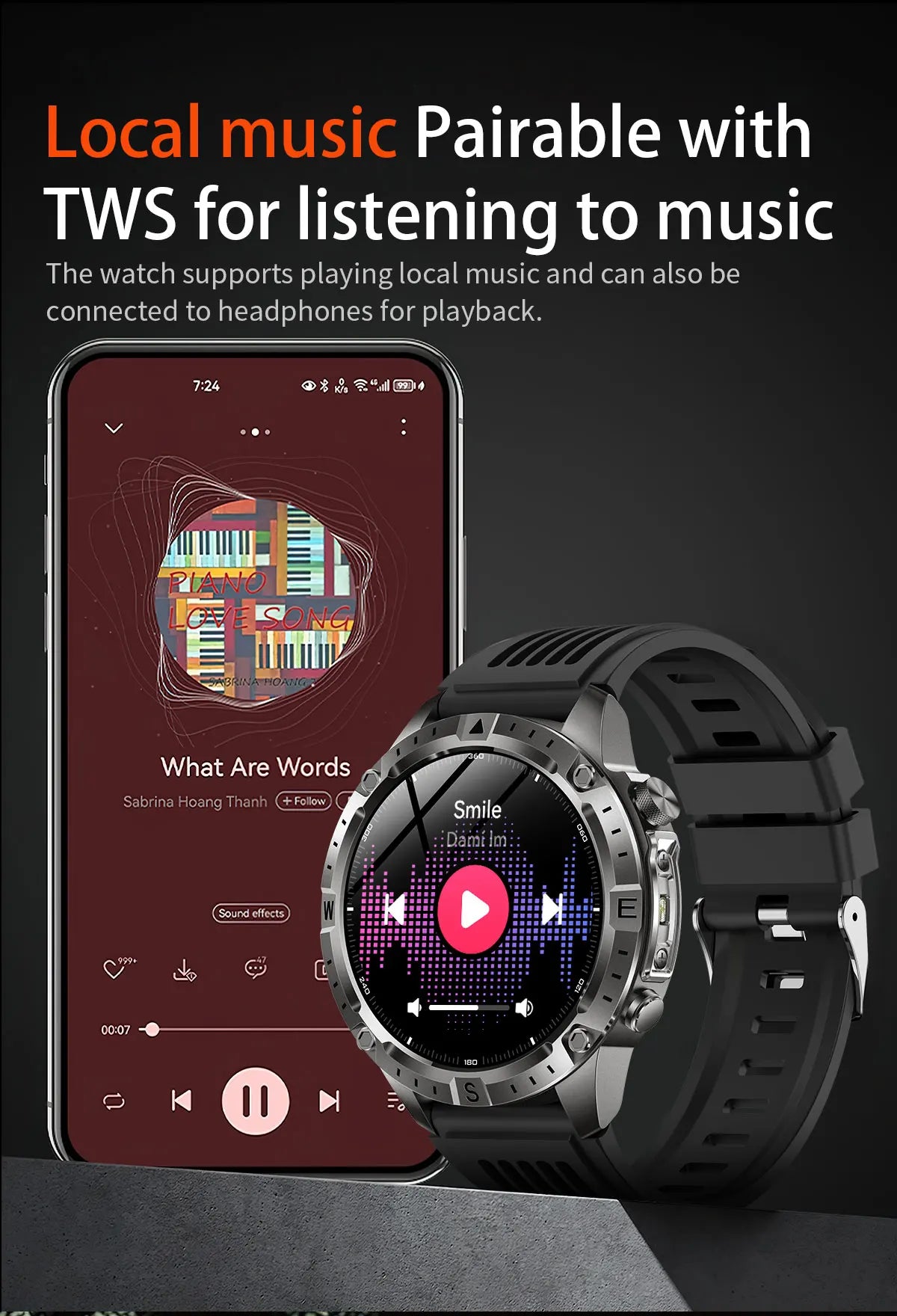 Reloj Inteligente con GPS, Mapa Offline, Linterna y 170 Deportes