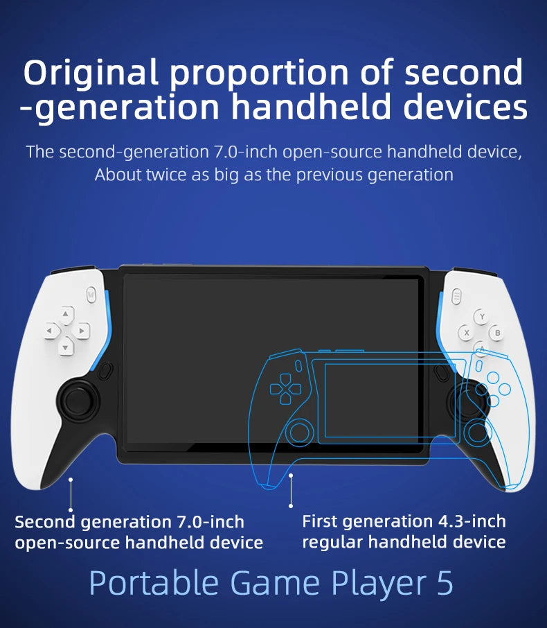 Consola de juegos portátil HD de 7 pulgadas, más de 15000 juegos integrados, más de 20 idiomas, batería de larga duración, regalos de juegos