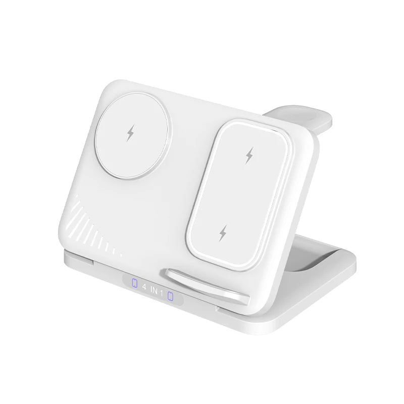 Soporte de Carga Inalámbrico Plegable 4 en 1 para Magsafe iPhone 17 Samsung S26 Galaxy Watch 8 7 6 5 Active 1 2 Buds Pro Carga Rápida
