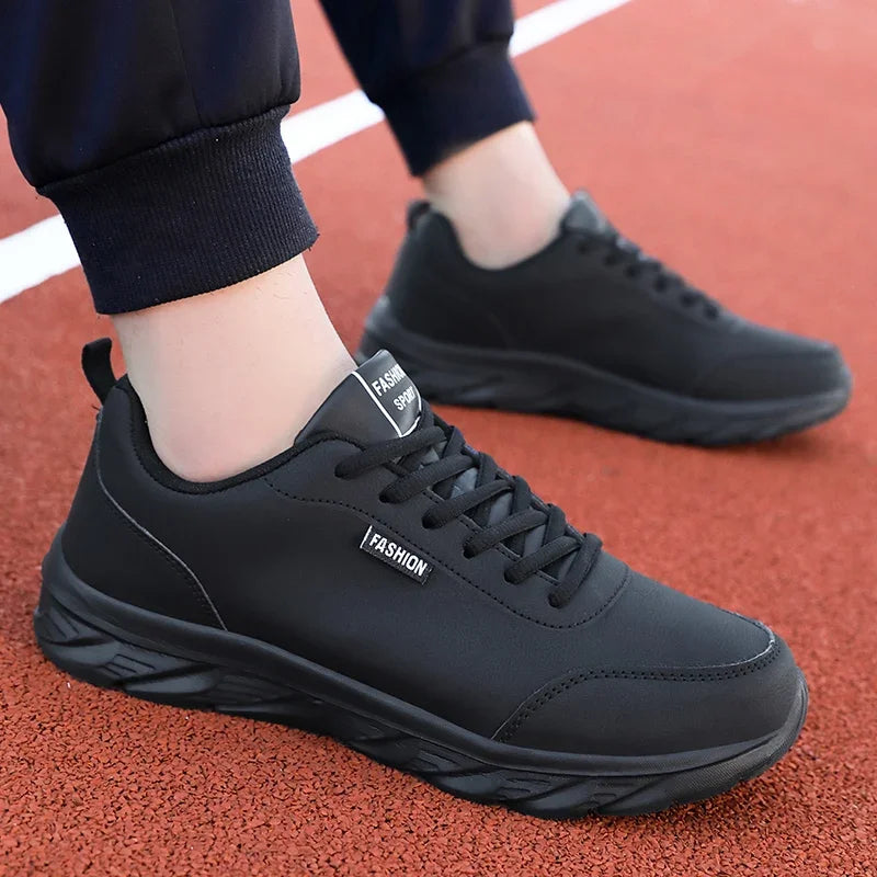 YRZL Zapatillas para correr Zapatillas de deporte de cuero artificial impermeables Zapatos deportivos al aire libre Hombres Zapatillas casuales ligeras para caminar para hombres