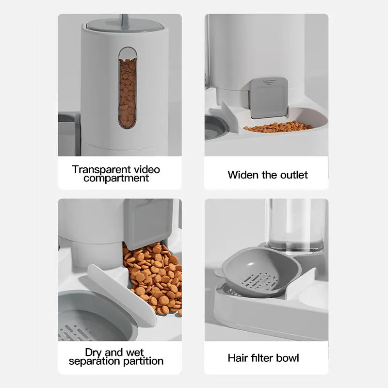 Dispensador y comedero automático de agua para gatos con relleno por gravedad, diseño de una sola pieza de gran capacidad a prueba de derrames, 1 paquete