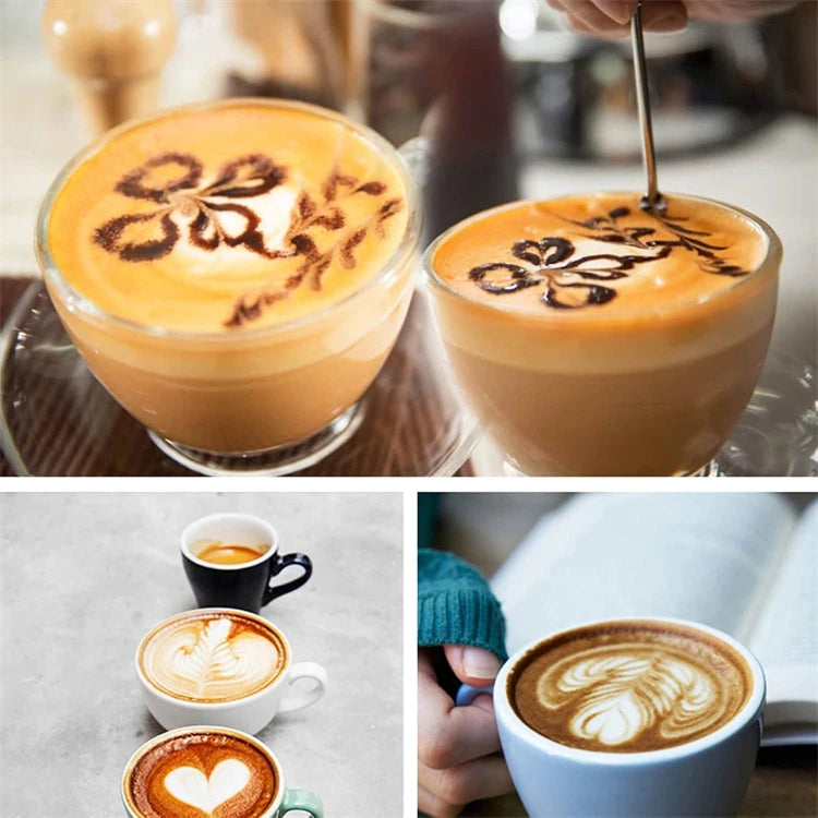 LMETJMA café Latte Art pluma de acero inoxidable especias capuchino aguja de tracción Latte café arte decorativo pluma café especias pluma JT291