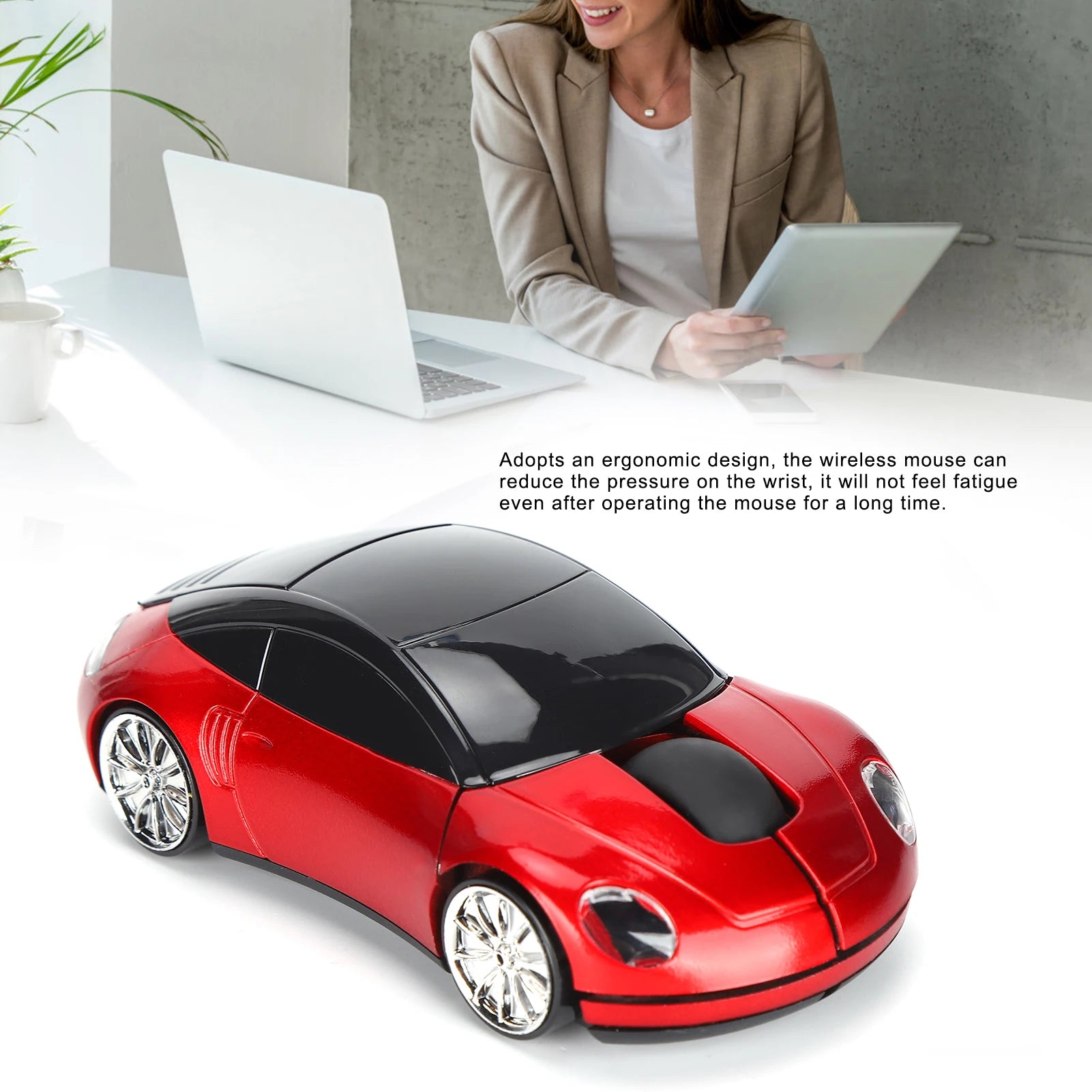 Ratón inalámbrico inteligente en forma de coche, portátil, 2,4G, inalámbrico, con receptor USB, para oficina, ordenador portátil, tableta
