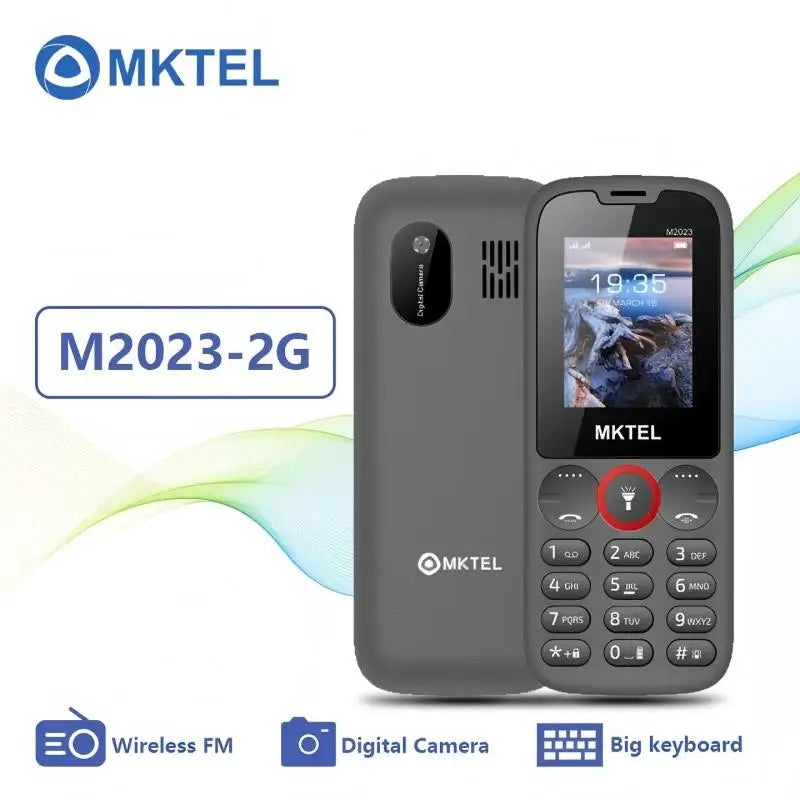 Teléfono Móvil MKTEL M2023 para Personas Mayores, Pantalla de 1.77 Pulgadas, Botones Grandes, Doble SIM, Bluetooth, Cámara, Juegos, Radio FM, Linterna, Larga Duración de Batería