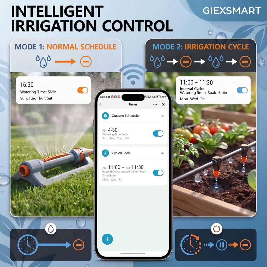 Temporizador de agua WiFi inteligente, controlador de riego, No requiere concentrador, válvula automática de aspersor de goteo para jardín, Control por aplicación Tuya