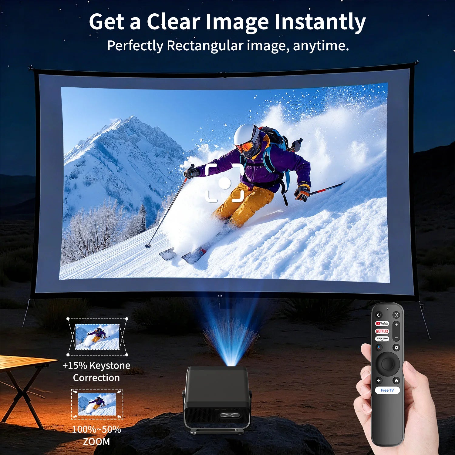 Proyector XNANO GT350 con Google TV, 600 ANSI, Resolución Nativa 1080P, WiFi, Bluetooth, Enfoque Automático, Keystone, Chromecast, HDR10+, Cine en Casa