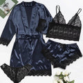 Conjunto de Pijama Sexy para Mujer 4 Piezas con Encaje