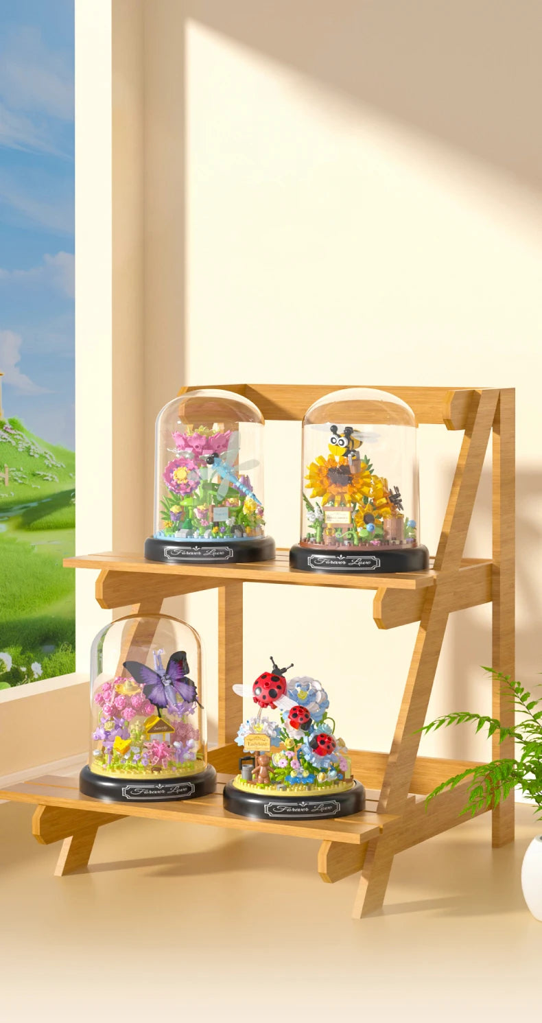 Bloques de Construcción de Flores e Insectos DIY con Cubierta